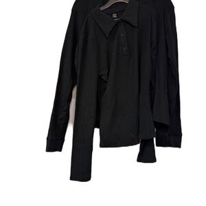 Women’s set of 2 ribbed Black Polo Shirt with Long Sleeves xl